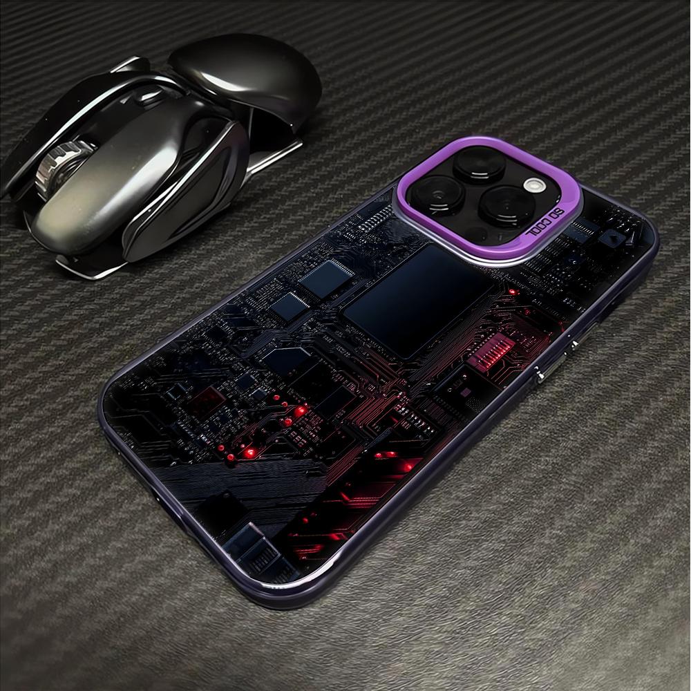 Creative Mechanical Circuit Pattern Phone Case FOR IPhone 15promax 14 11 12 Pro 15 16 Plus 13 Pro MAX XR XS Black Soft Covers