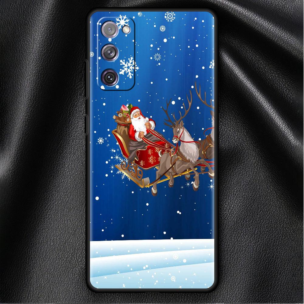 Bumper Case For Samsung Galaxy S22 Ultra S21 FE S20 Plus S10 Lite Phone Cover S10e S9 S8 S7 Silicone Funda Christmas Santa Claus