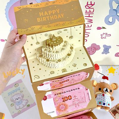 3D Birthday Red Envelope Greeting Card, Foldable, Multi-card Slot, Three-dimensional Birthday Red Envelope, Greeting Card