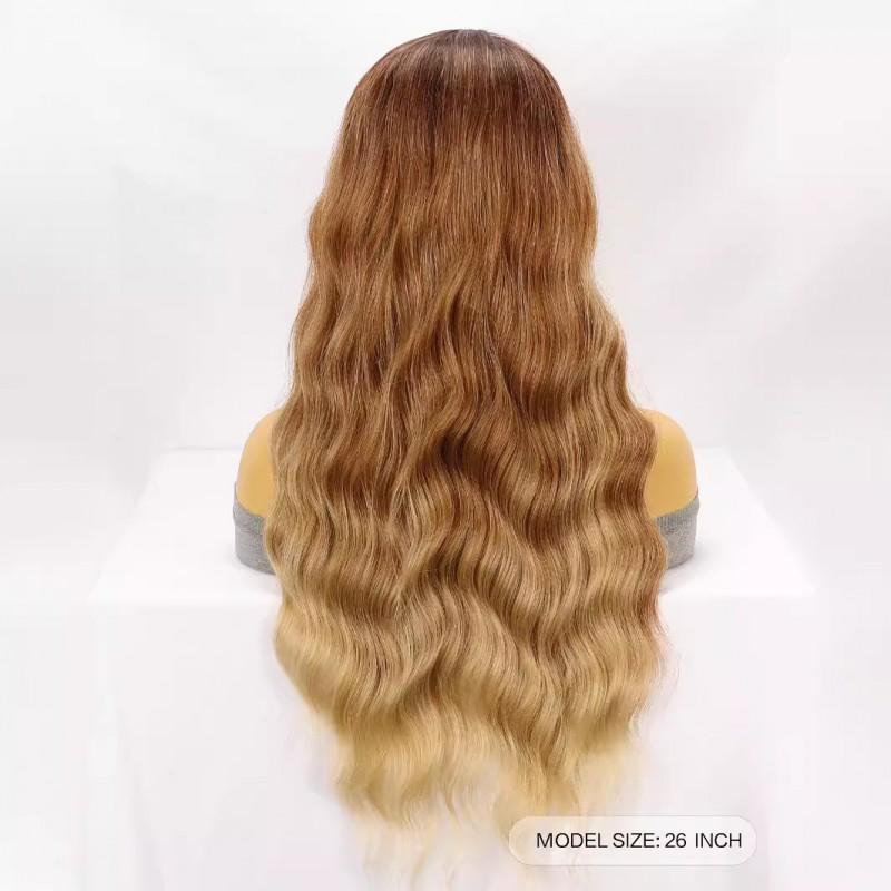Hand-tied Lace Front Wig Long Curly Gradient Synthetic Women Middle Part