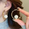 Electroplated Silver C-Shaped Faux Pearl Earrings - French Retro Light Luxury Studs for Women