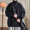 Men's White High-Neck Sweater - Cozy Oversized Knit Autumn/Winter Pullover Base Layer