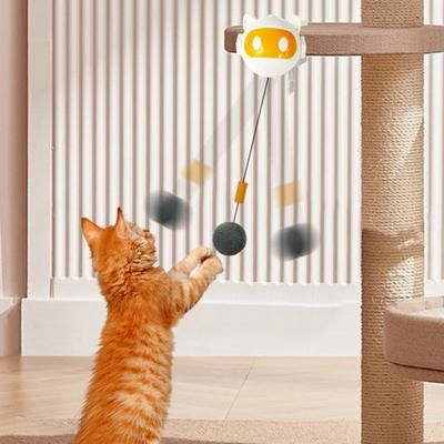 Automatischer Einziehbarer Katzen-Spielzeugball Interaktives Haustierspielzeug Für Katzen Selbstunterhaltung Verstellbare Höhe Reizball Für Den Innenbereich