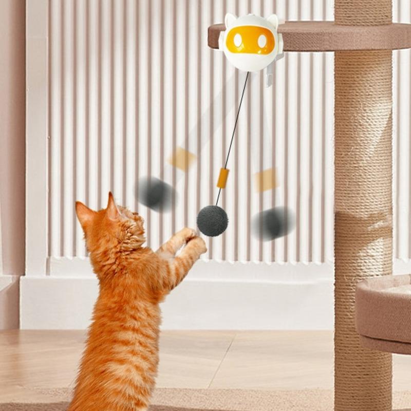 Automatic Retractable Cat Toy Ball Interactive Pet Toy For Cats Self Entertainment Adjustable Height Teasing Ball For Indoor