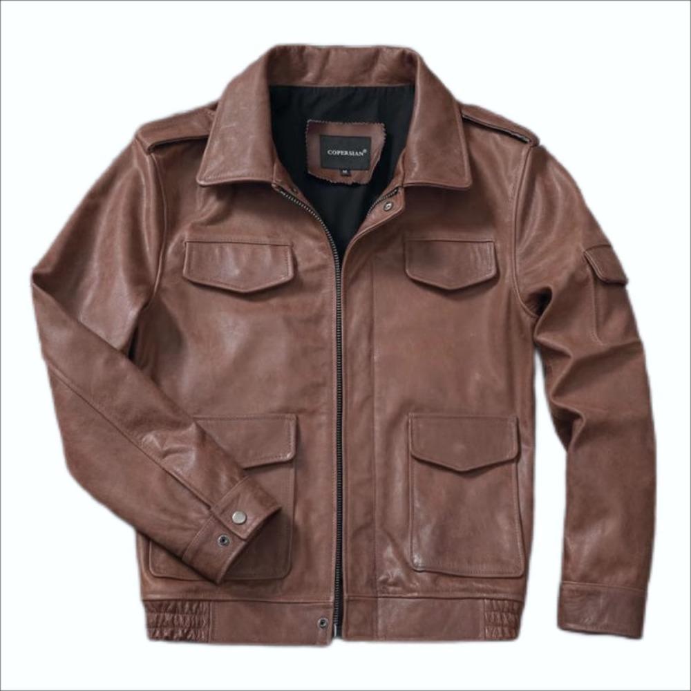 Giacca da caccia in vera pelle di mucca M65 marrone nera cinese taglia uomo cappotto in vera pelle giacche invernali con tasche
