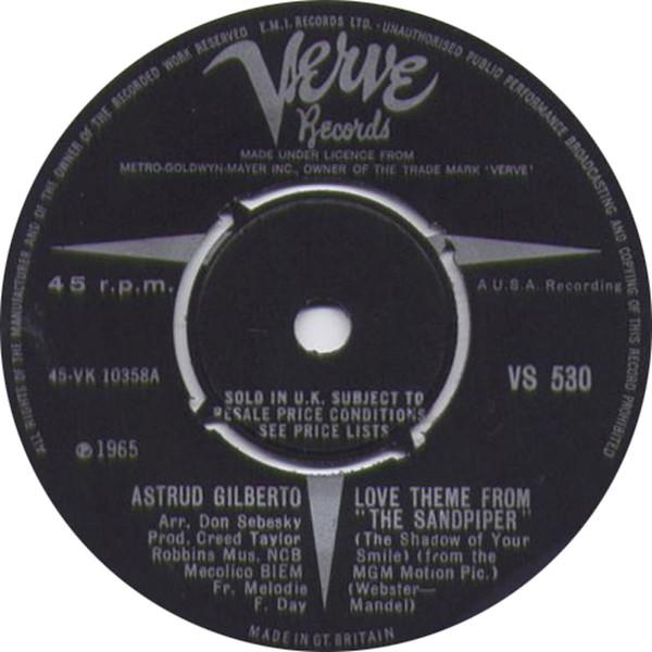

7inch Record ASTRUD GILBERTO - The Shadow Of Your Smile VS530 Verve Records 1965 UK Jazz Used