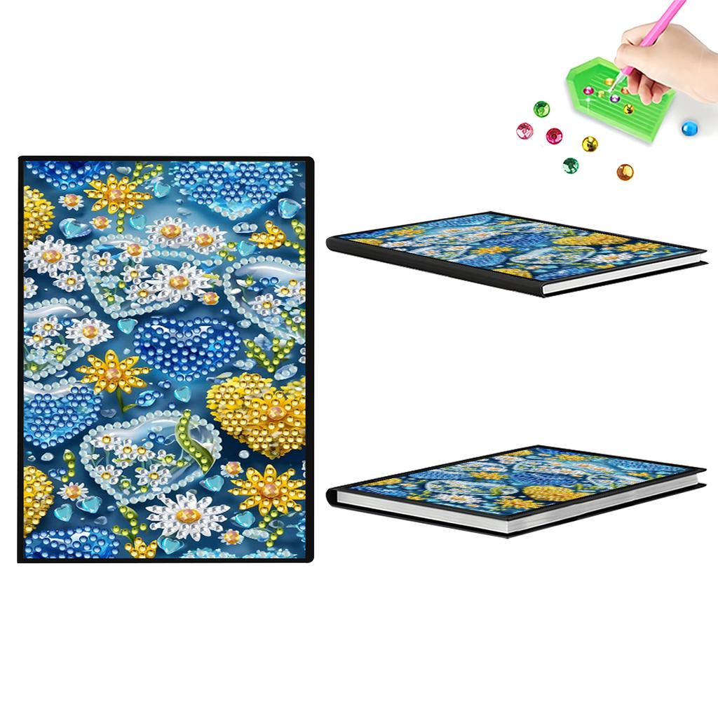 5D DIY Diamond Painting Diary Book Diamond Art Painting Notebook Kit Crystal Notepad Sketchbook for Birthdays Or Christmas Gifts