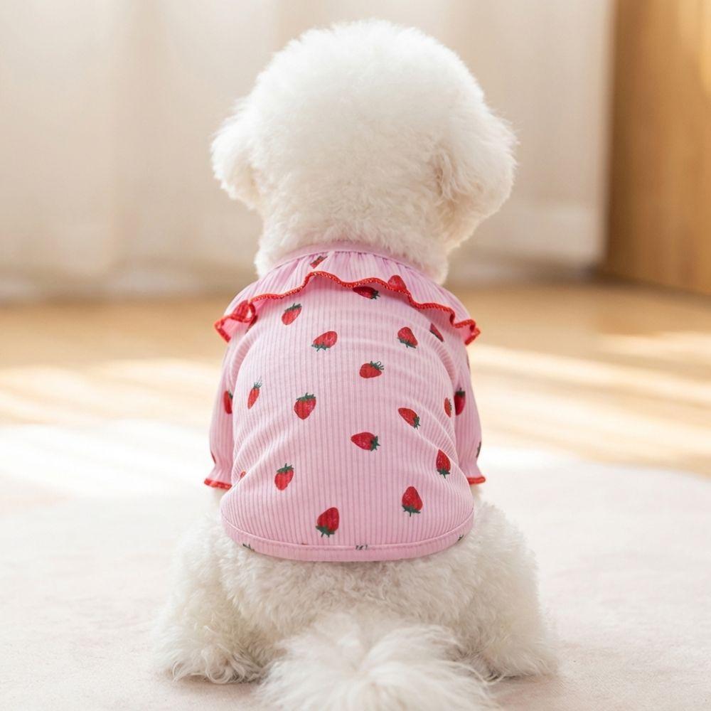 Comoda Pettorina per Cani Primavera Autunno Abbigliamento Cane Gatto Carino Animale Domestico Maglietta Base Fragola Cane/Gatto Medio/Piccolo