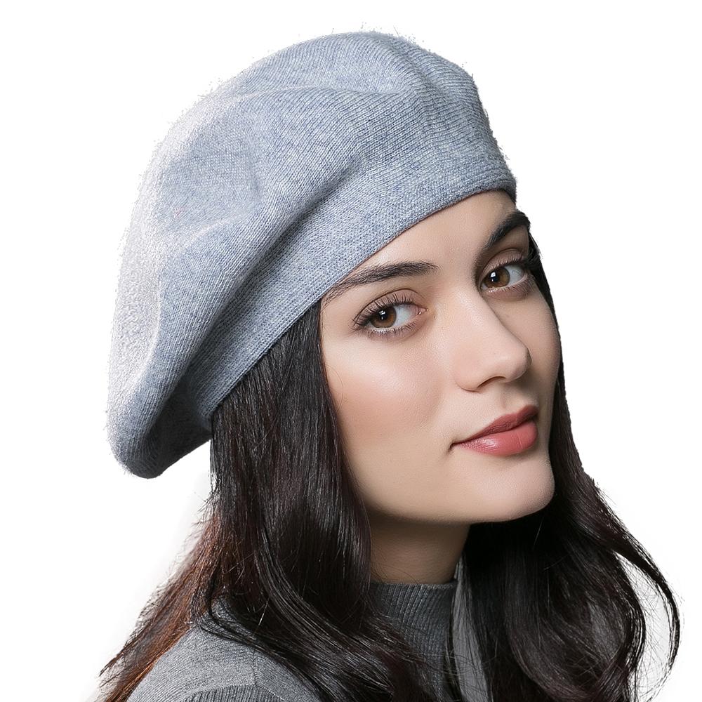 Womens Winter Beret Hat Knitted Beanie Cap Autumn Winter Hat French Classic Beret