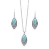 Ethnic Boho Turquoises Necklace Earring for Women Vintage copper Plated Carved Flower Dangle Earrings Indian Zircon Gift