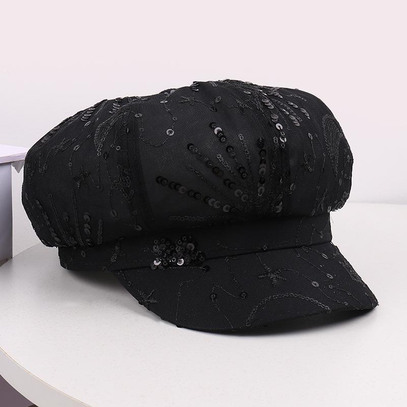 Frühling Sommer Netz Pailletten Achteckiger Hut Modisch Atmungsaktiv Lässig Outdoor Reise Sonnenhut Für Damen
