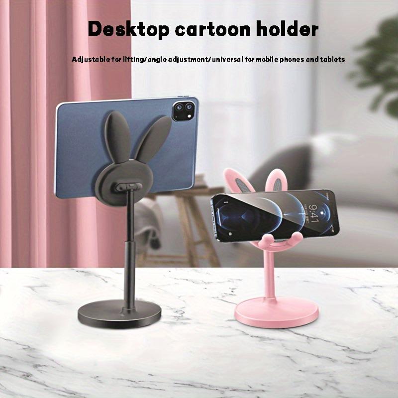Flexible Adjustable Cartoon Rabbit Phone & Tablet Stand with Telescopic Desktop Holder, ABS Material, for Home & Office Use
