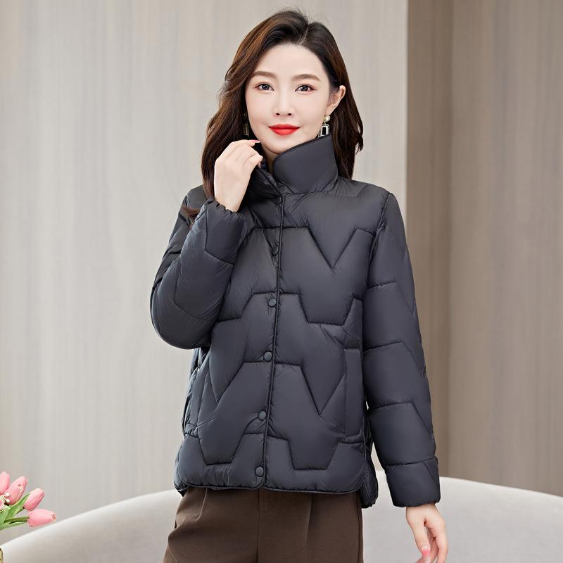Short down cotton clothes women's autumn and winter new fashion large size foreign style stand-up collar buckle light cotton coat