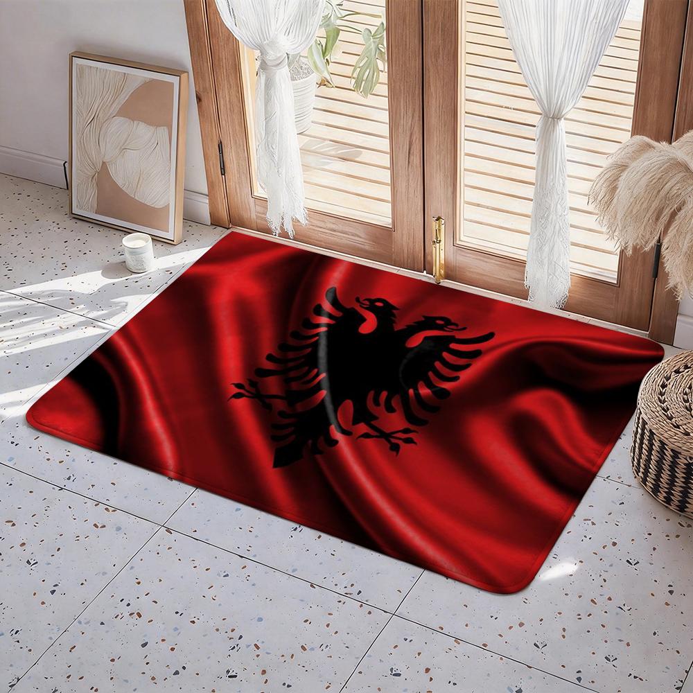 Country A Albania Floor Mat Eco  Flannel Doormat Non Slip Odorless Indoor Floor Rug Soft Short Plush Home Mat