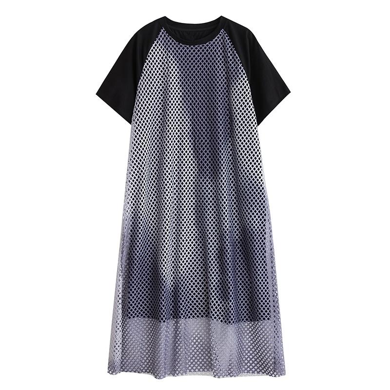 short sleeve Plus size hollow out new in dresses for women casual loose long summer dress