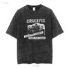 Vintage 2000s Crucifix Hardcore Punk Band Black T shirt Sz M long or short sleeves vintage Washed designer clothes Breathable