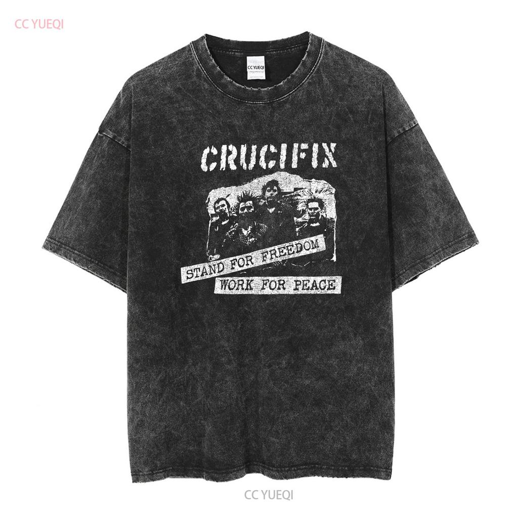 Vintage 2000s Crucifix Hardcore Punk Band Black T shirt Sz M long or short sleeves vintage Washed designer clothes Breathable
