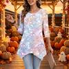 Women's Casual Halloween Print Top, Loose Fit Three-Quarter Sleeve