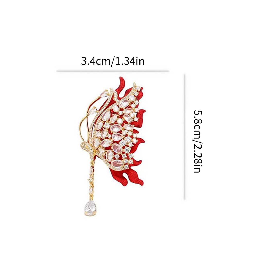 Elegant Vintage Butterfly Brooch With Rhinestones Accent For Women Fashion Animal Badge Wedding Party Accessory