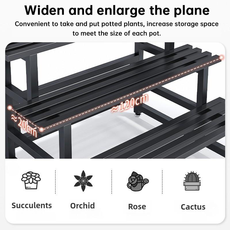 Stainless Steel Metal Flower Step Display Stands Balcony Flower Room Plant Rack Waterproof Multi-Layer Ladder Shelf