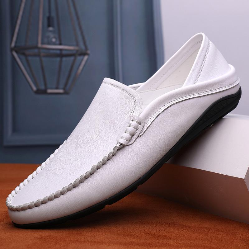 Newest Mens Shoes Genuine Leather Loafers Shoes Men Soft Driving Footwear Man Casual Slip On Flats Handmade Formal Business Oxfords