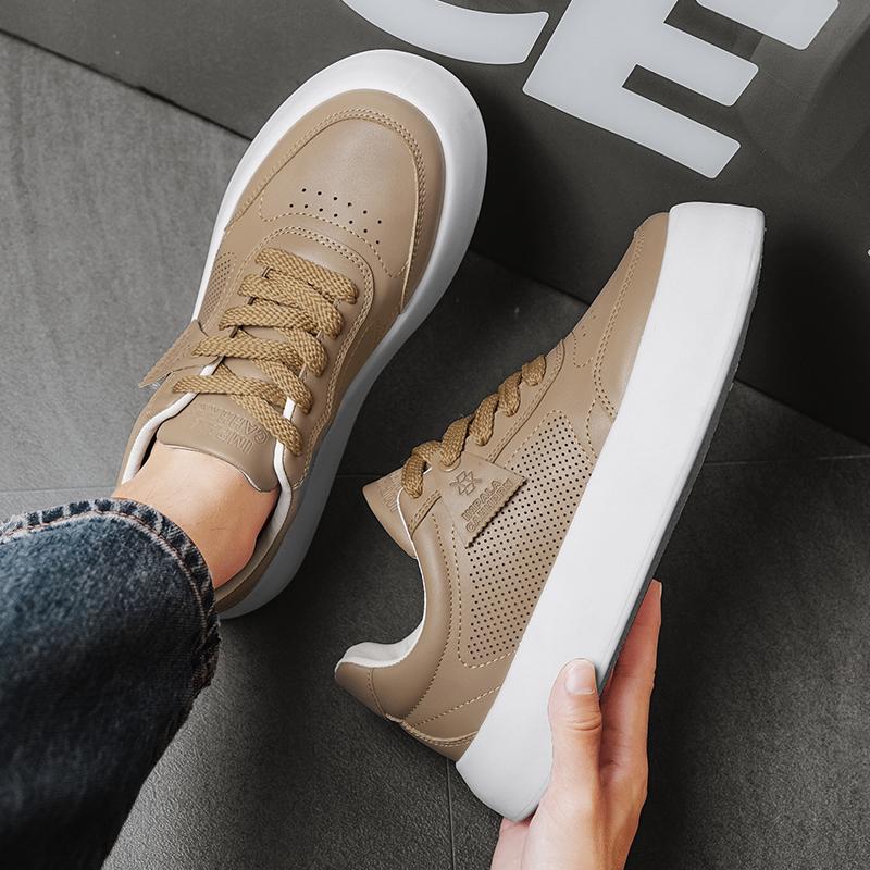 Freizeitschuhe aus PU-Leder für Herren, neue Schnürschuhe, dicke Sohle, lässige Sportschuhe, vielseitige flache Schuhe mit Überhöhe, Herren-Sneakers, Zapatos