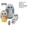 5-lagige Eule-Matroschka-Puppe aus Holz, russische Nesting Dolls, pädagogisches Nesting-Eulen-Spielzeug für Kinder, Geschenk, Heimdekoration, Schreibtisch-Mittelstück