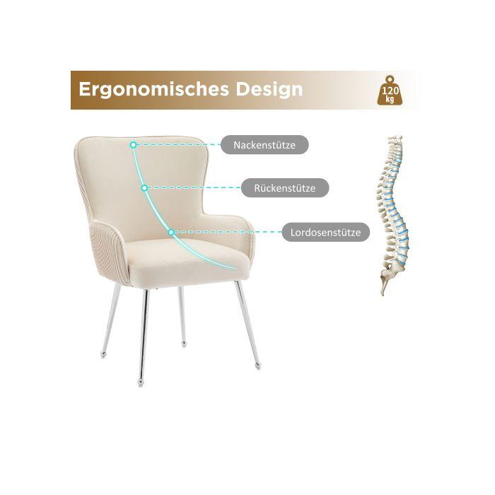 Esszimmerstühle - MUVOE - 4er-Set - Beige Samt - Armlehnen - Verstellbare Füße
