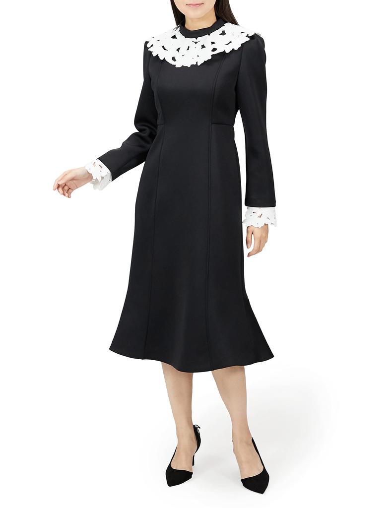 Lace Collar Mermaid Dress CWCO225026 BLK 36 [Selford] Women's