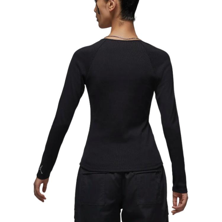 Jordan Letter Comfortable Casual Slim Fit Long Sleeve T-Shirt Women Tops Black FV7189010