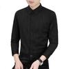 ROMON Men's Long Sleeve Shirt, Spring And Autumn Business Dress Shirt, Casual Slim Fit Undershirt Jacket, Black, 4XL