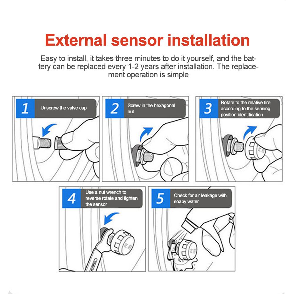 TPMS Motorcycle Tire Pressure Monitoring System With 2 Exteral Sensors Smart Tyre Alarm Kit Universal Motorbike Accessories