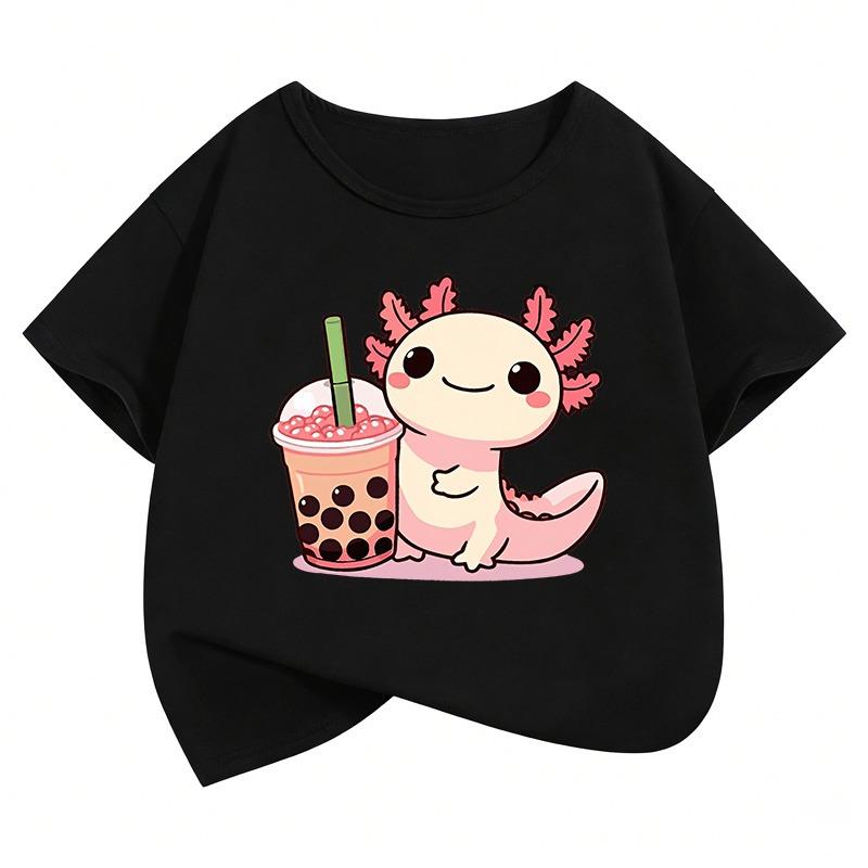 Y2k Salamander Graphic Kids Tshirts Summer Short Sleeve Tees Cartoon Animal Boys Girls Clothes Kawaii Tops Y2K Children T-shirt