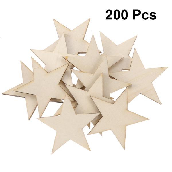 100 Pcs Pentagram Shapes Embellishments DIY Accessories Crafts Wooden Home Decor