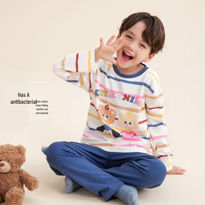 Fenteng Kids 7A Antibacterial 100% Cotton Long Sleeve Pajama Set 110
