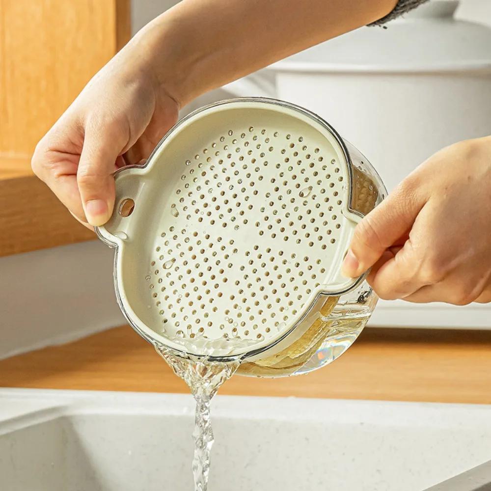 Kitchen Drain Basket Household Washing Basket Filter Basket Fruit Plastic Double Wash Fruit Tray Plastic Washing Vegetables