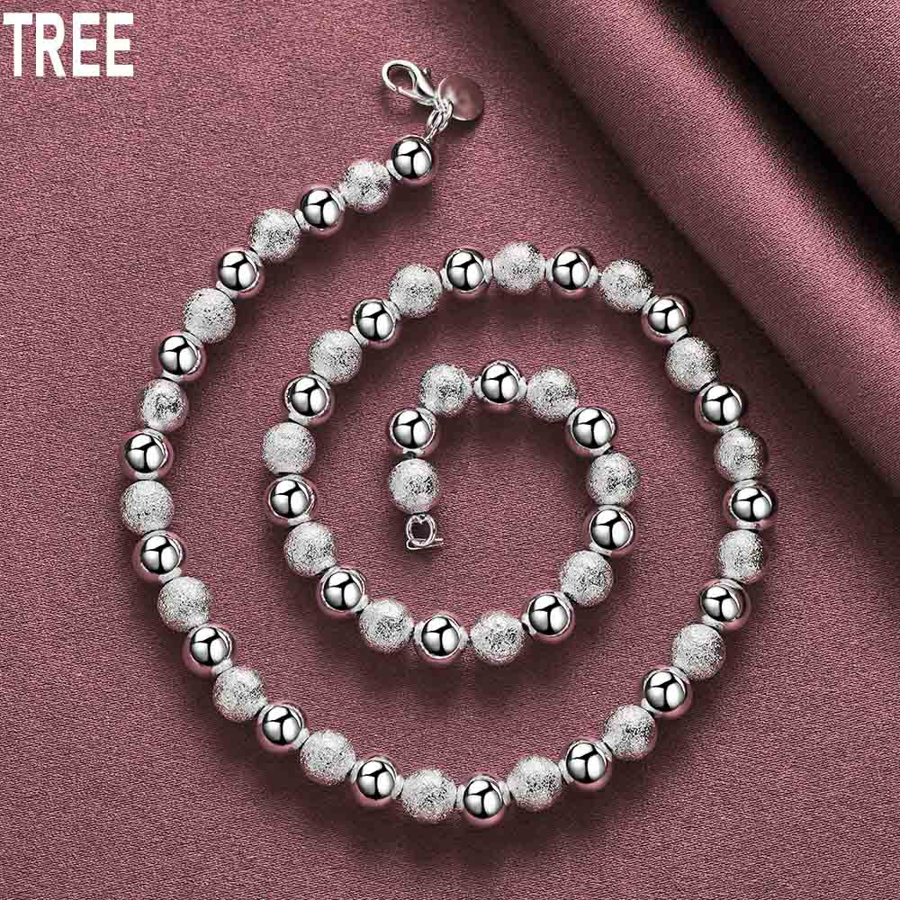 8mm 92 Sterling Silver Bead Necklace, Fashionable Wedding Jewelry