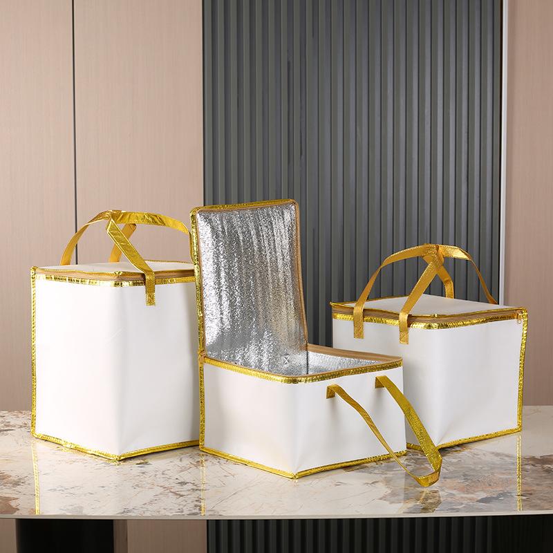 Cake Insulation Bag Thick Waterproof Non-woven Seafood Preservation Pockets Outdoor Picnic Camping Refrigerated Aluminum Foil Takeaway Tote Pouch