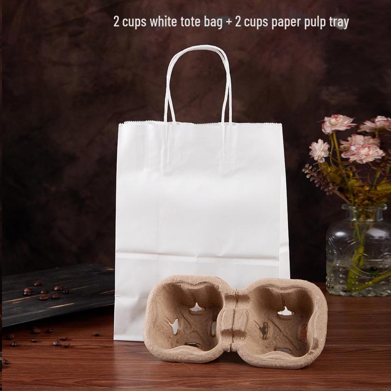 Enhanced Milk Tea Cup Holder: Tearable Into 2 or 4 Sections, Perfect for Beverages and Pulp.