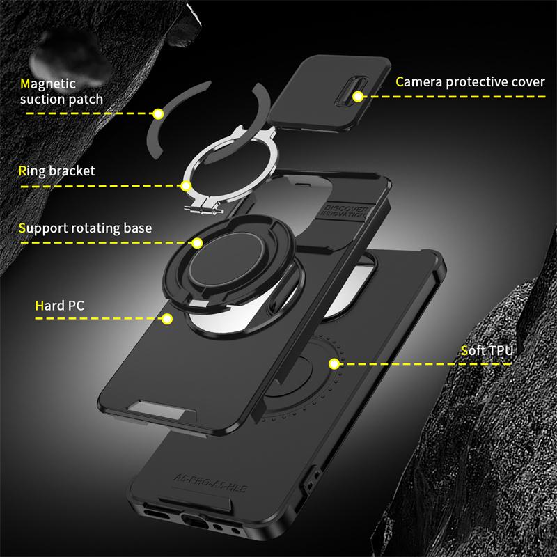 Funda For OPPO A5 Pro 5G Case Shockproof Armor Slide Lens Protect Cover For OPPOA5 Pro A5Pro 5G Magnetic Ring Stand Holder Coque