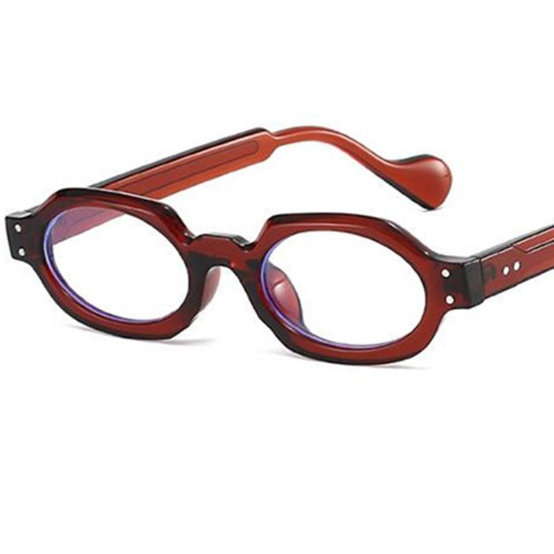 

Fashion Anti-Blue Light Glasses Unisex Oval Spectacles Small Frame Eyeglasses Rice Nails Eyewear Google Ornamental transparent коричневый