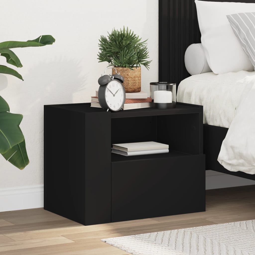 Wall Mounted Nightstand Black 45x30x35 Cm