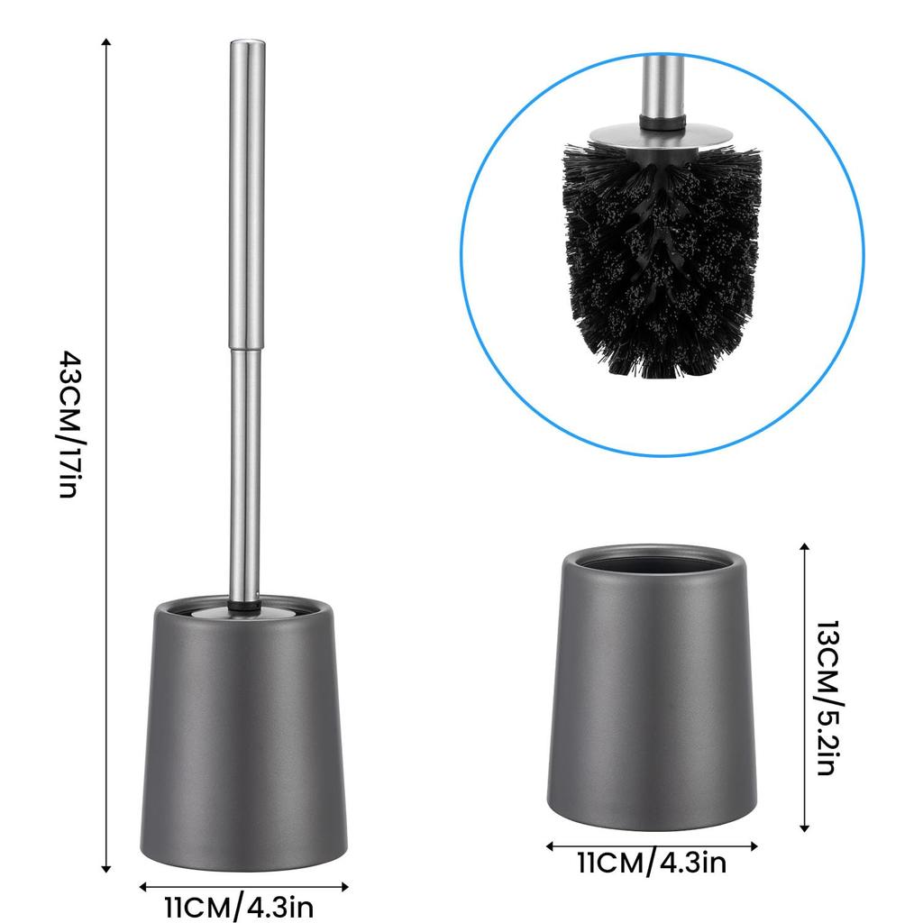 Smartbin Toilet Brush and Holder with Storage Stylish Cleaning Brush Bathroom Toilet Metal Case and Stainless Steel Gray 2-Tier Case, Set, Brush,