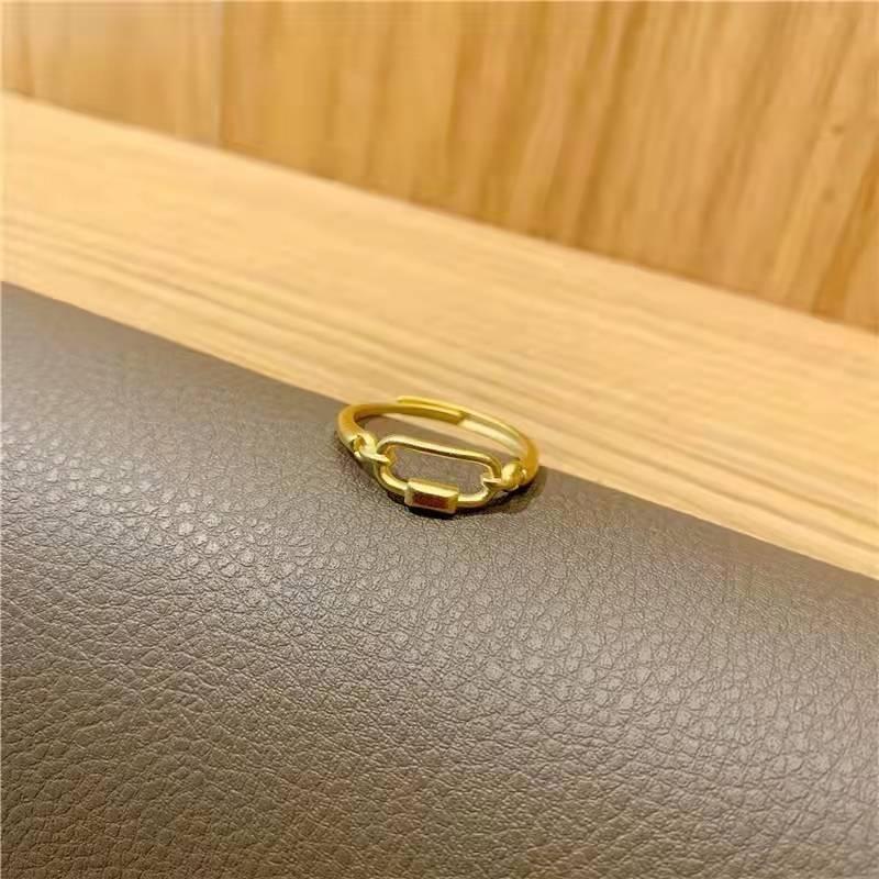 Vietnamese Brass Elegant Goldplated Double Ring Geometric Fashionable Open Adjustable Ring For Women