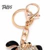 Bag Charm with Lobster Clasp Rhinestone Dog Keychain, Backpack Purse Puppy Clasp, Golden Plated Keyring Decorative Pendant Handbag Accessory