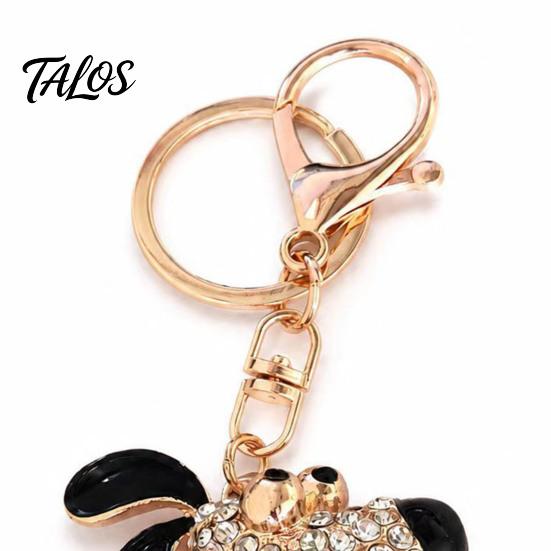 Bag Charm with Lobster Clasp Rhinestone Dog Keychain, Backpack Purse Puppy Clasp, Golden Plated Keyring Decorative Pendant Handbag Accessory