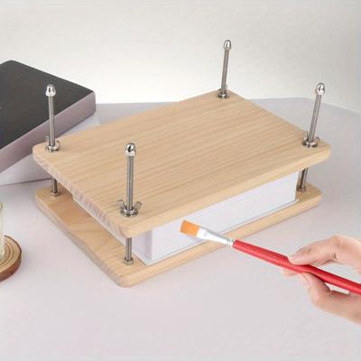 1 Set Holzbuchpresse Buchbindewerkzeuge Schreibtisch-Flachbettpresse zum Heften Grußkarten-Etiketten Massivholz Buchbinder Küche