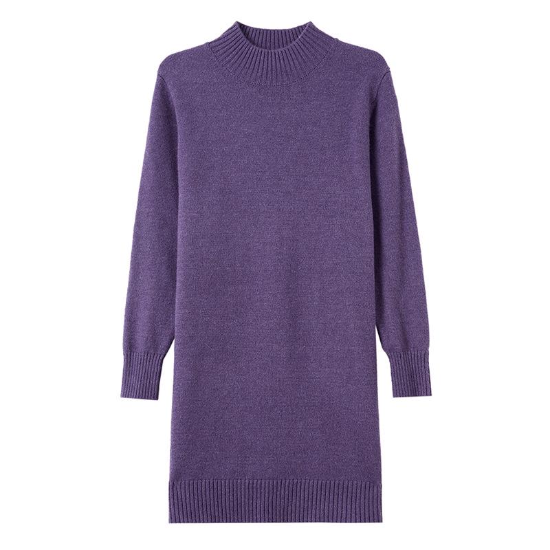 2025 Women's Stylish Loose High Neck Knit Sweater Dress - Mid-Length, Winter Inner Layer for Moms