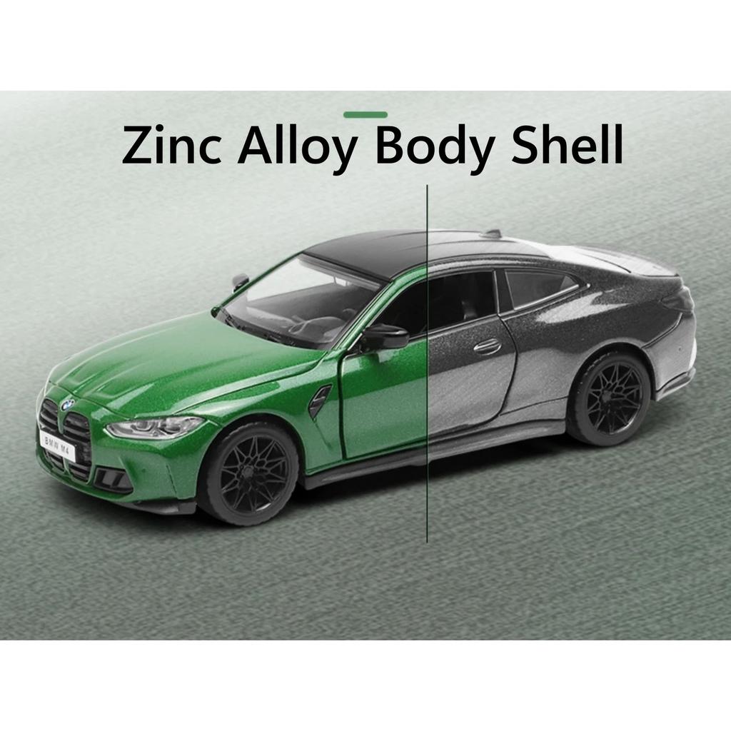 1/32 BMW M4 G82 Toy Car Model Diecast Metal Alloy Miniature Sound & Light Doors Openable Collection Gift for Children Boy Kid