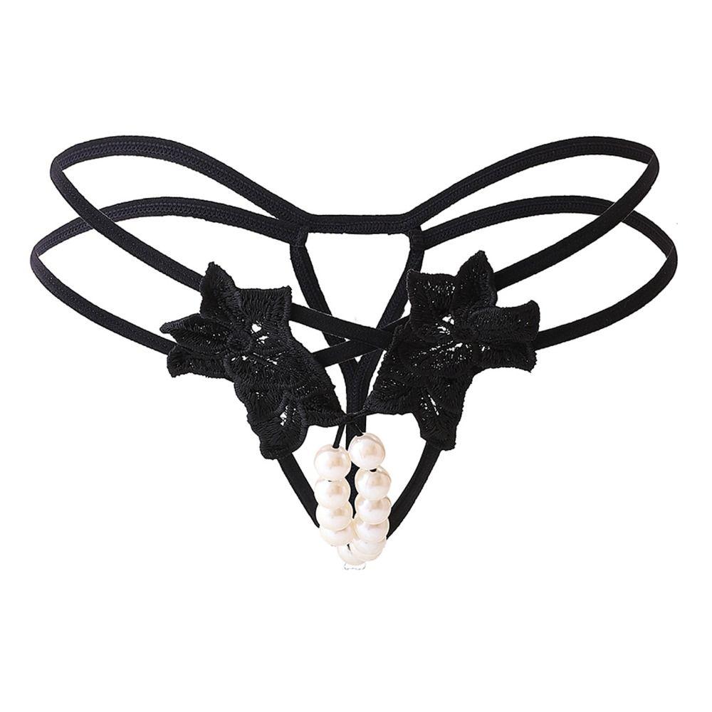 Low-waist Pearl Lace Underwear Hollow-out Mesh Lace Briefs Women's Bigsize Thong  Summer Spring